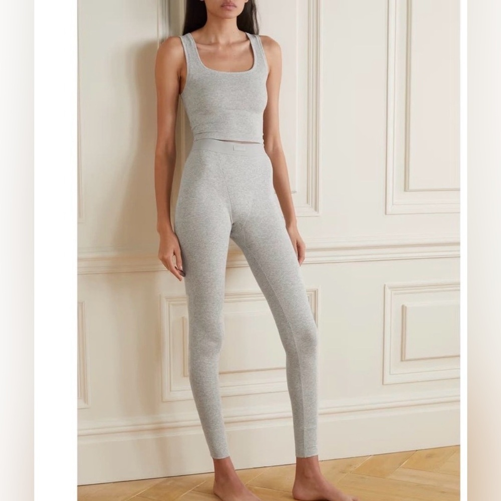 SKIMS Cotton Ribbed leggings, light grey, size Medium, NWOT